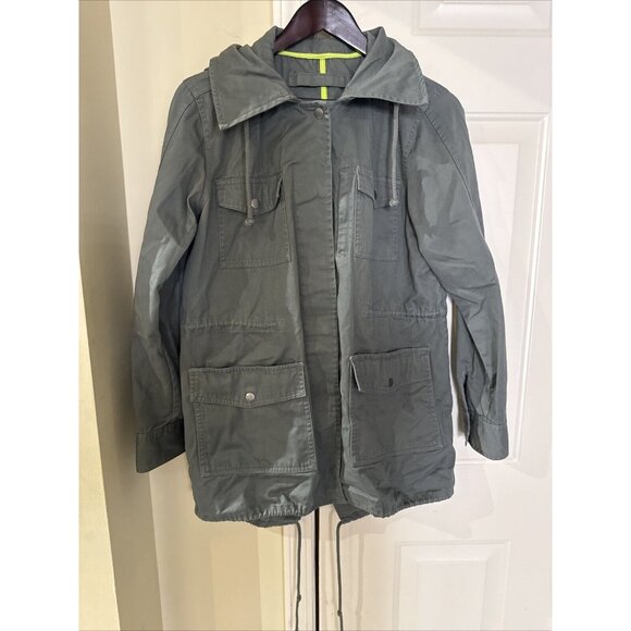 Hurley Women long Jacket Olive Green Full‎ Zip Hooded Drawstring lined soft MED - Picture 1 of 3